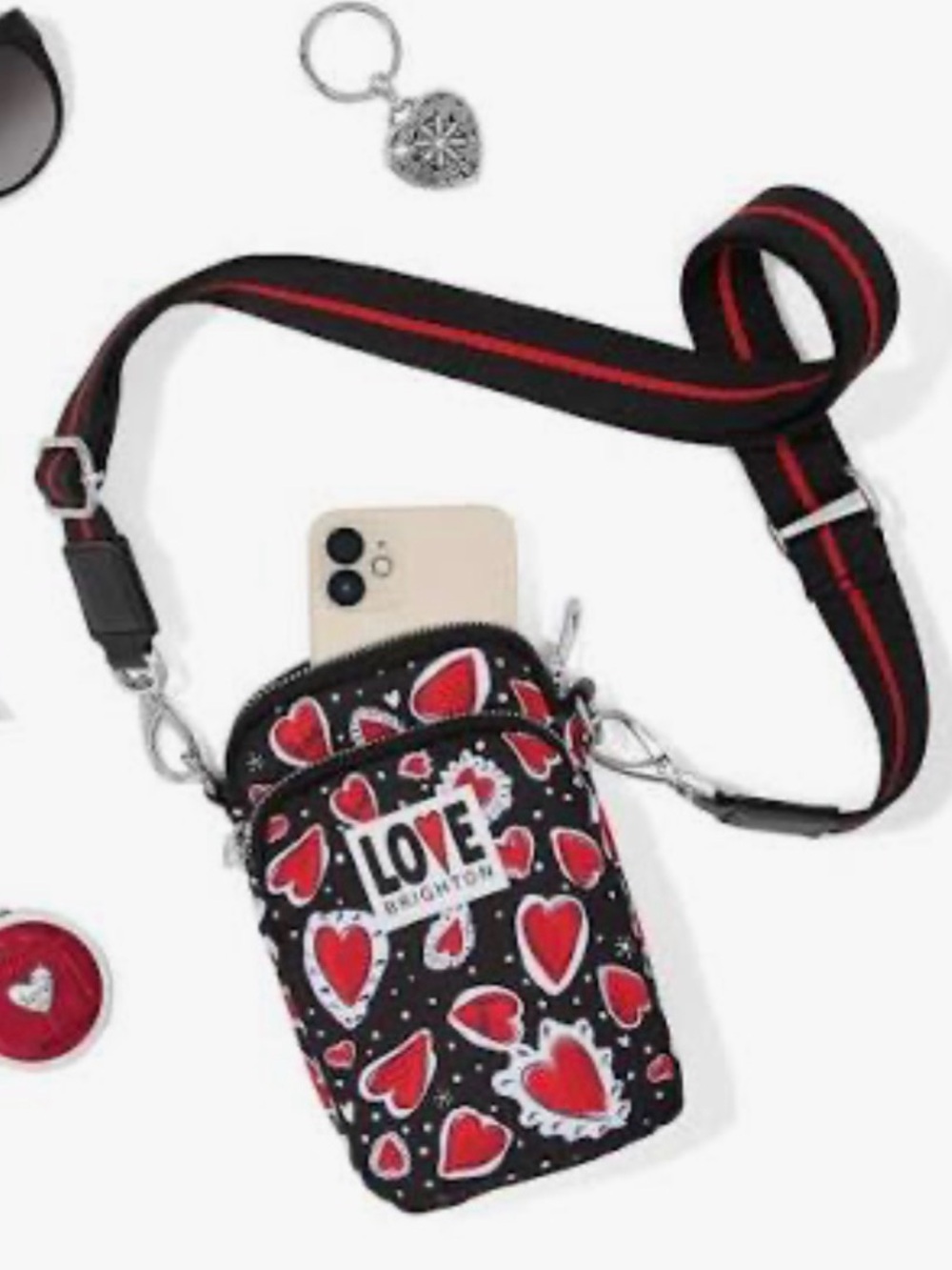 NWT Brighton Hearts a flutter Blk white and red
utility bag w/ detachable strap